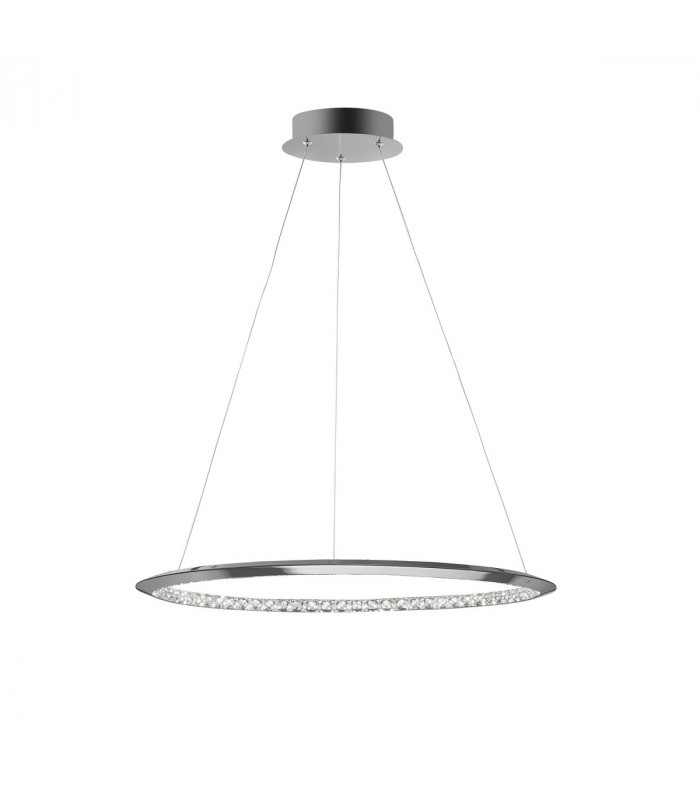 Netuno Integrated LED Pendant Ceiling Light Chrome Aluminium Crystal LED 32W 1580Lm 3000K-1