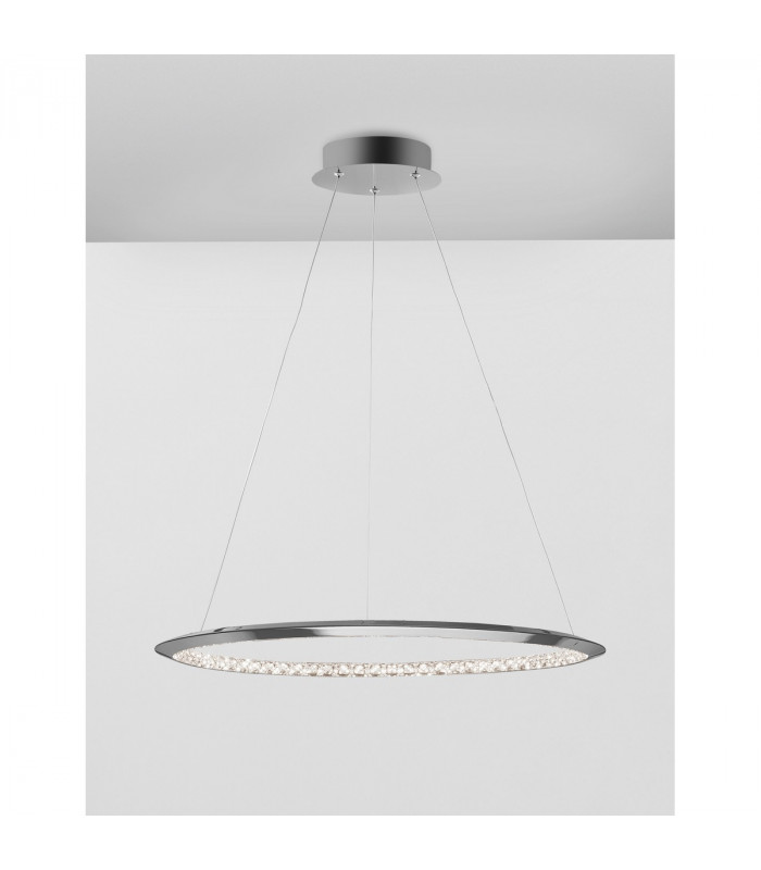 Netuno Integrated LED Pendant Ceiling Light Chrome Aluminium Crystal LED 32W 1580Lm 3000K-4