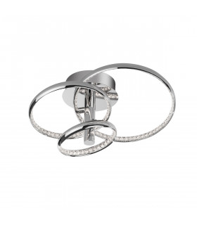 Netuno Integrated LED Semi Flush Light Chrome Aluminium Crystal Adjustable LED 30W 1560Lm 3000K-1