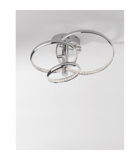 Netuno Integrated LED Semi Flush Light Chrome Aluminium Crystal Adjustable LED 30W 1560Lm 3000K-2