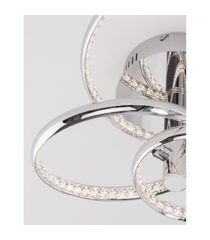 Netuno Integrated LED Semi Flush Light Chrome Aluminium Crystal Adjustable LED 30W 1560Lm 3000K-8