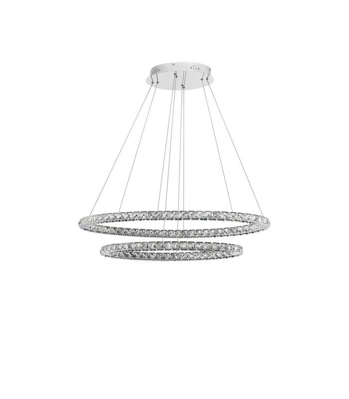Celine Integrated LED Pendant Ceiling Light Chrome Aluminium Crystal Adjustable LED 52W 3120Lm 3000K-1