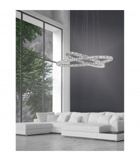 Celine Integrated LED Pendant Ceiling Light Chrome Aluminium Crystal Adjustable LED 52W 3120Lm 3000K-2