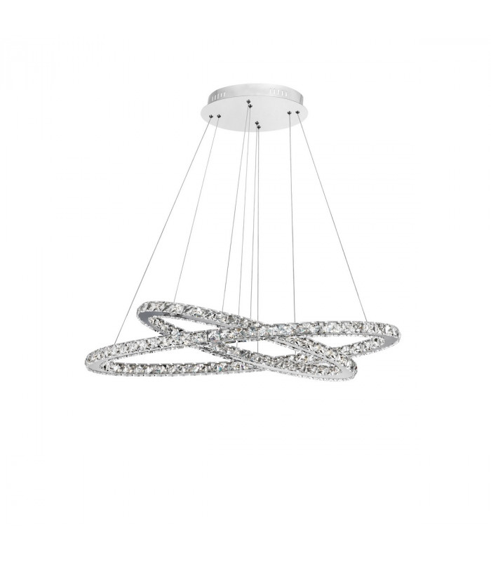 Celine Integrated LED Pendant Ceiling Light Chrome Aluminium Crystal Adjustable LED 52W 3120Lm 3000K-3