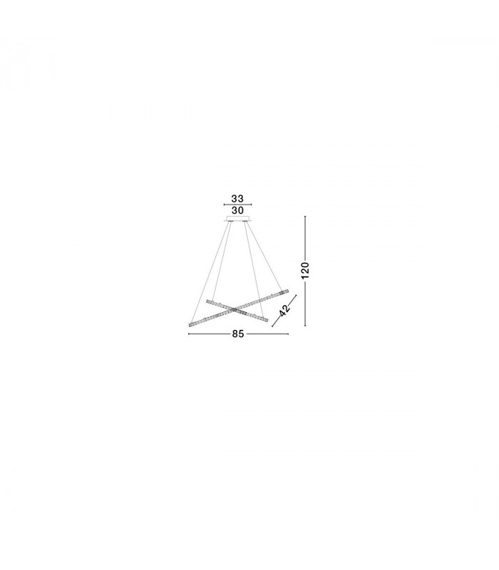 Celine Integrated LED Pendant Ceiling Light Chrome Aluminium Crystal Adjustable LED 52W 3120Lm 3000K-4
