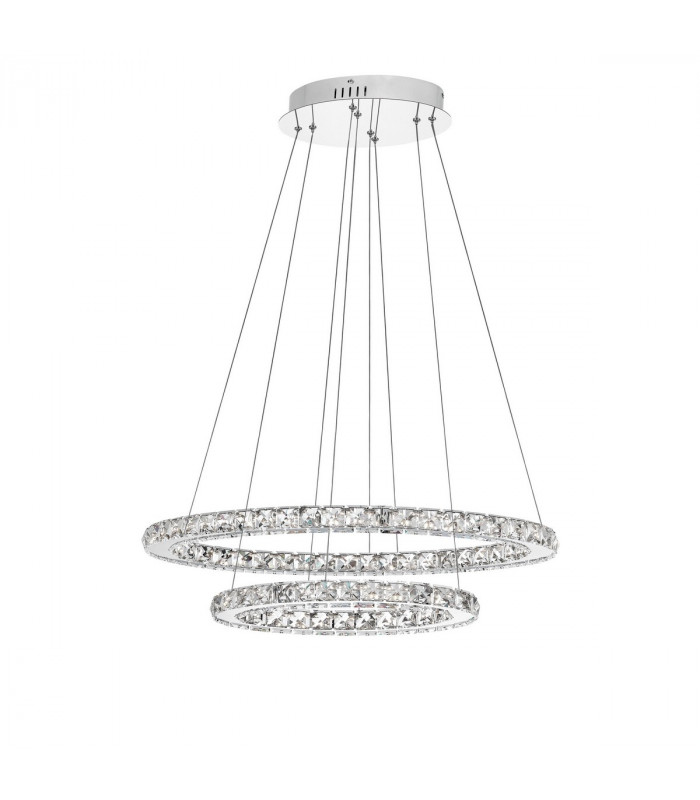 Celine Integrated LED Pendant Ceiling Light Chrome Aluminium Crystal Adjustable LED 40W 2400Lm 3000K-1