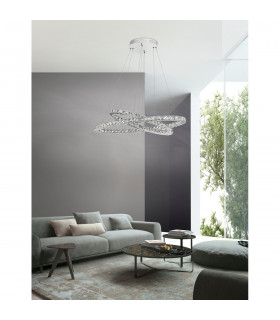 Celine Integrated LED Pendant Ceiling Light Chrome Aluminium Crystal Adjustable LED 40W 2400Lm 3000K-2