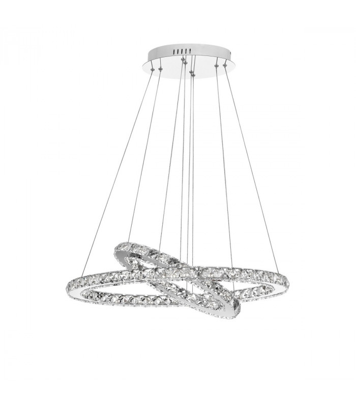 Celine Integrated LED Pendant Ceiling Light Chrome Aluminium Crystal Adjustable LED 40W 2400Lm 3000K-3