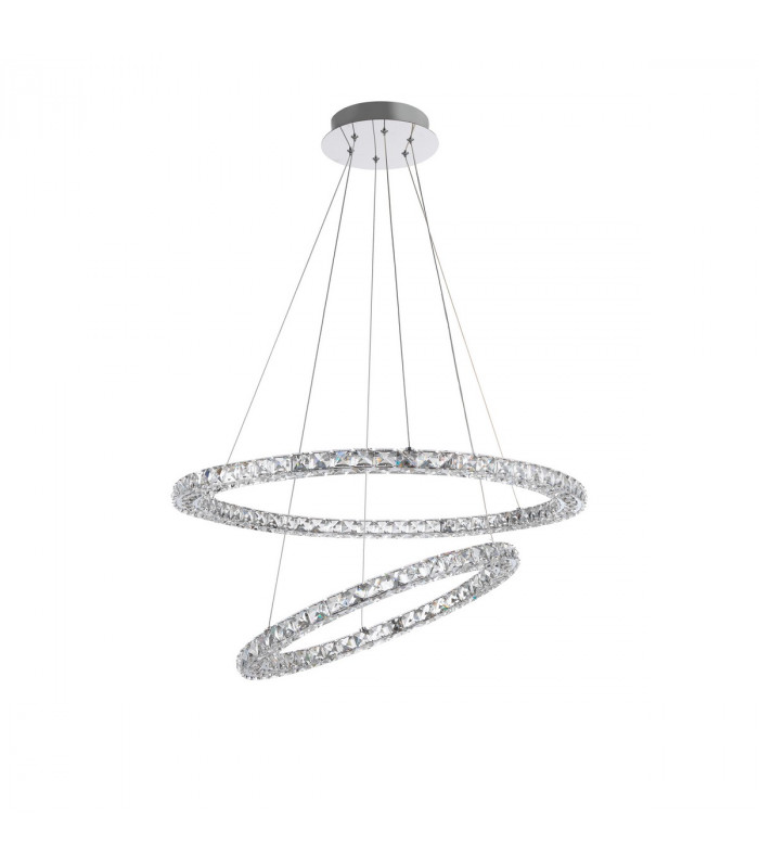 Celine Integrated LED Pendant Ceiling Light Chrome Aluminium K9 Crystal Adjustable LED 60W 3600Lm 3500K-1