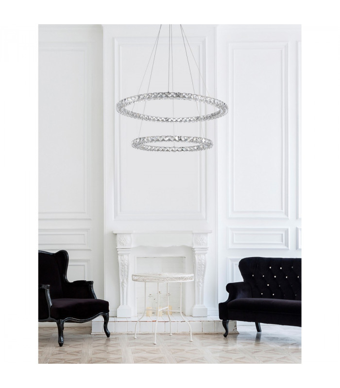 Celine Integrated LED Pendant Ceiling Light Chrome Aluminium K9 Crystal Adjustable LED 60W 3600Lm 3500K-2