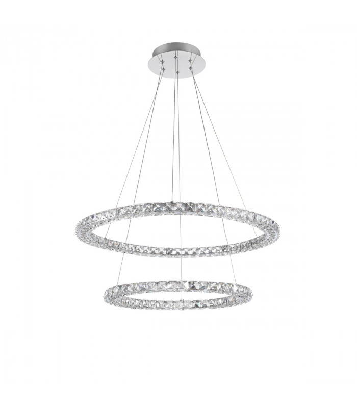 Celine Integrated LED Pendant Ceiling Light Chrome Aluminium K9 Crystal Adjustable LED 60W 3600Lm 3500K-3
