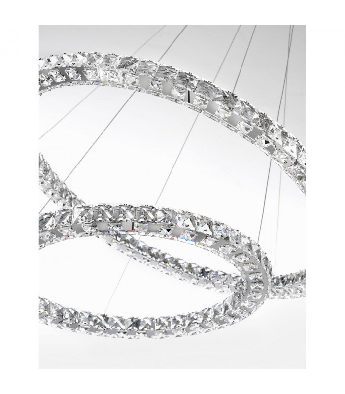 Celine Integrated LED Pendant Ceiling Light Chrome Aluminium K9 Crystal Adjustable LED 60W 3600Lm 3500K-4