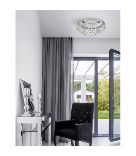 Quentin Integrated LED Semi Flush Light Chrome Aluminium K9 Crystal LED 44W 2640Lm 3500K-2