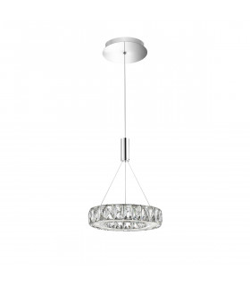 Corona Integrated LED Pendant Ceiling Light Chrome Aluminium Acrylic Crystal LED 12W 720Lm 3000K-1