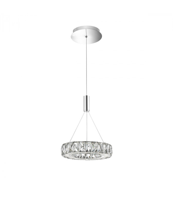 Corona Integrated LED Pendant Ceiling Light Chrome Aluminium Acrylic Crystal LED 12W 720Lm 3000K-1
