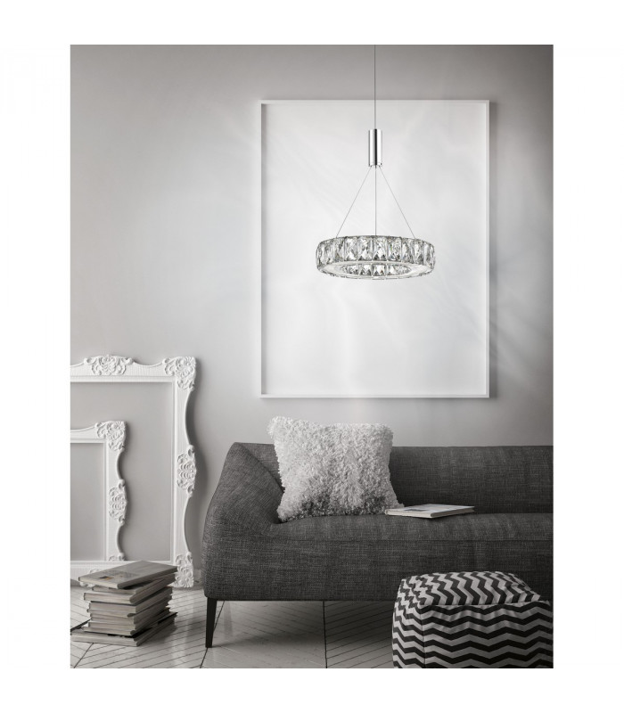 Corona Integrated LED Pendant Ceiling Light Chrome Aluminium Acrylic Crystal LED 12W 720Lm 3000K-2