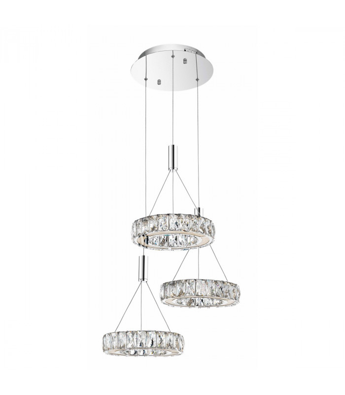 Corona Integrated LED Pendant Ceiling Light Chrome Aluminium Acrylic Crystal LED 36W 2160Lm 3000K-1