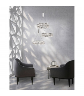 Corona Integrated LED Pendant Ceiling Light Chrome Aluminium Acrylic Crystal LED 36W 2160Lm 3000K-2
