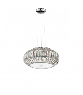 Valence 6 Light Pendant Ceiling Light Clear Crystal White Glass Chrome Aluminium G9-1
