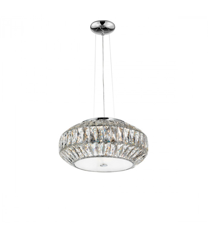 Valence 6 Light Pendant Ceiling Light Clear Crystal White Glass Chrome Aluminium G9-1