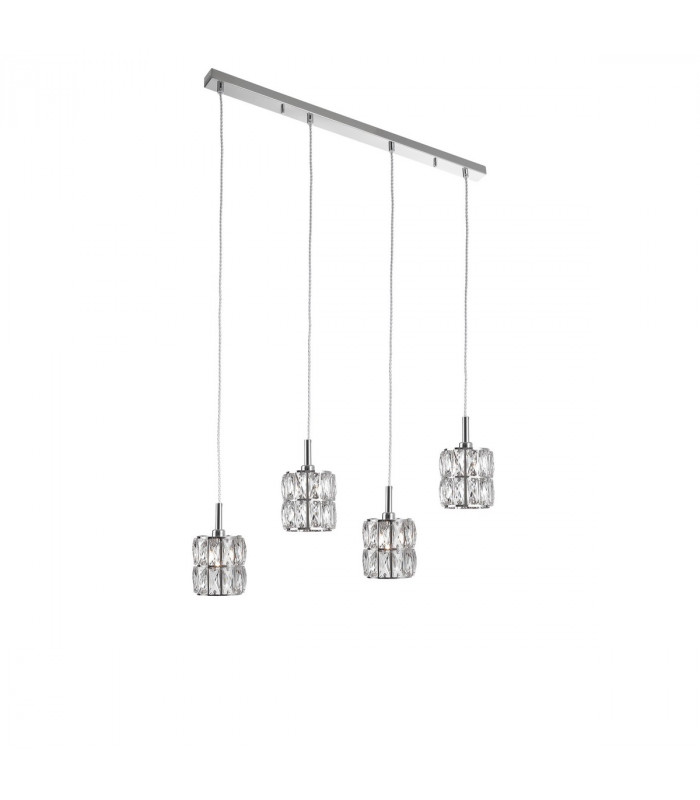 Nice 4 Light Bar Pendant Ceiling Light Clear Crystal Chrome Aluminium G9-1