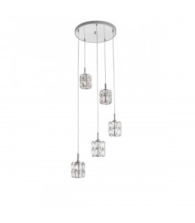 Nice 5 Light Cluster Pendant Ceiling Light Clear Crystal Chrome Aluminium G9-1