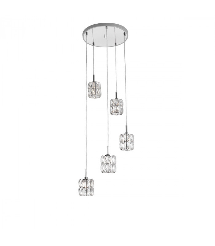 Nice 5 Light Cluster Pendant Ceiling Light Clear Crystal Chrome Aluminium G9-1