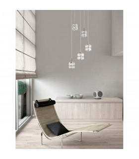Nice 5 Light Cluster Pendant Ceiling Light Clear Crystal Chrome Aluminium G9-2
