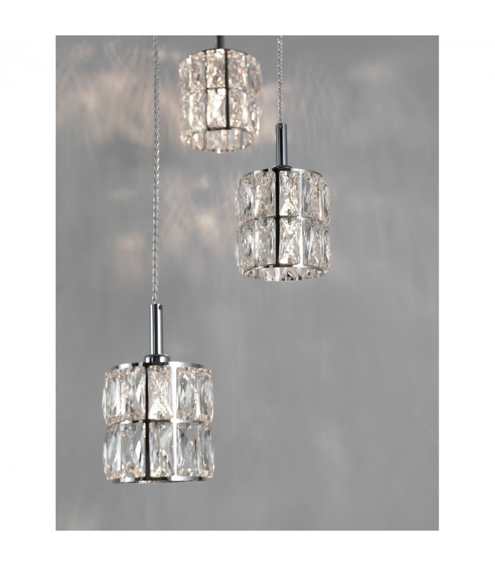 Nice 5 Light Cluster Pendant Ceiling Light Clear Crystal Chrome Aluminium G9-3
