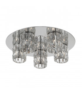 Nice 5 Light Shade Cluster Ceiling Light Clear Crystal Chrome Aluminium G9-1