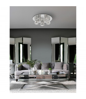 Nice 5 Light Shade Cluster Ceiling Light Clear Crystal Chrome Aluminium G9-2