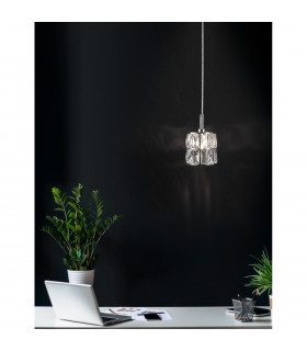 Nice Slim Pendant Ceiling Light Clear Crystal Chrome Aluminium G9-2