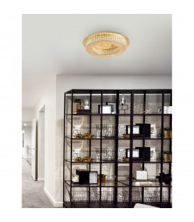 Zeffari Integrated LED Semi Flush Light Golden Leaf Aluminium K9 Crystal LED 40W 2400Lm 4000K-2