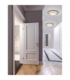 Zeffari Integrated LED Semi Flush Light Golden Leaf Chrome Aluminium K9 Crystal Acrylic Sand LED 41W 2460Lm 4000K-2