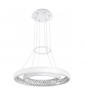 Lumi Integrated LED Pendant Ceiling Light Outside Matt White Aluminium Crystal Inside LED 60W 3600Lm 3000K-1