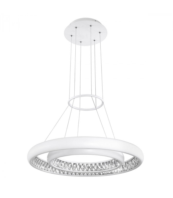 Lumi Integrated LED Pendant Ceiling Light Outside Matt White Aluminium Crystal Inside LED 60W 3600Lm 3000K-1