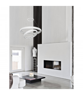 Lumi Integrated LED Pendant Ceiling Light Outside Matt White Aluminium Crystal Inside LED 60W 3600Lm 3000K-2