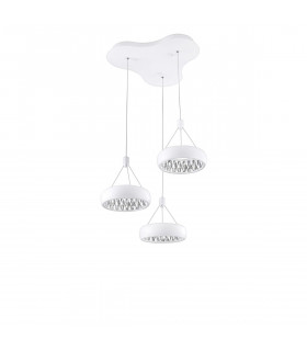 Lumi Integrated LED Pendant Ceiling Light Outside Matt White Aluminium Crystal Inside LED 36W 2160Lm 3000K-1