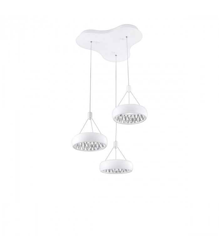 Lumi Integrated LED Pendant Ceiling Light Outside Matt White Aluminium Crystal Inside LED 36W 2160Lm 3000K-1