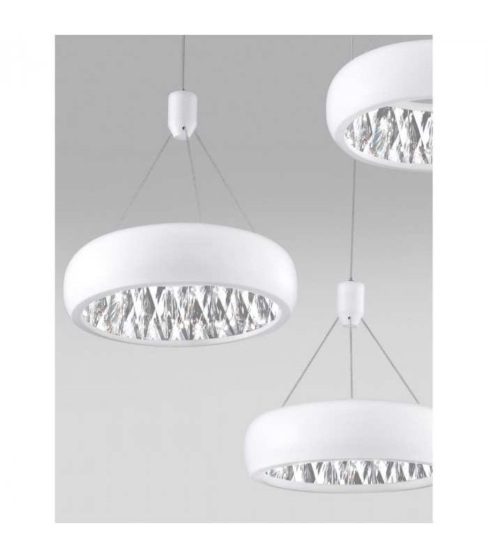 Lumi Integrated LED Pendant Ceiling Light Outside Matt White Aluminium Crystal Inside LED 36W 2160Lm 3000K-3