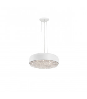 Lyon 6 Light Pendant Ceiling Light Matt White Aluminium Crystal G9-1