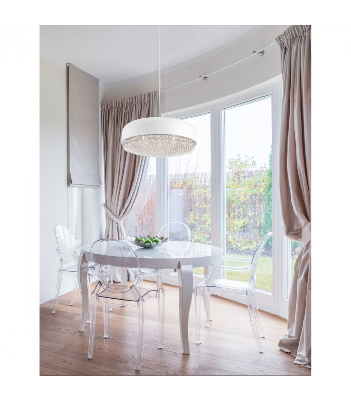 Lyon 6 Light Pendant Ceiling Light Matt White Aluminium Crystal G9-2
