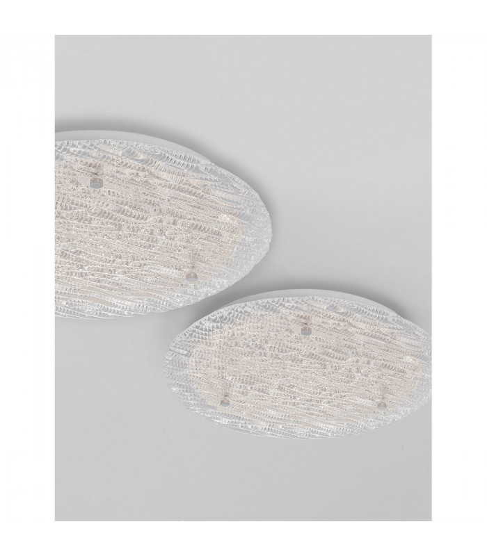 Wing Decorative Flush Ceiling Light White Metal Glass LED 30W 1800Lm 3000K-4