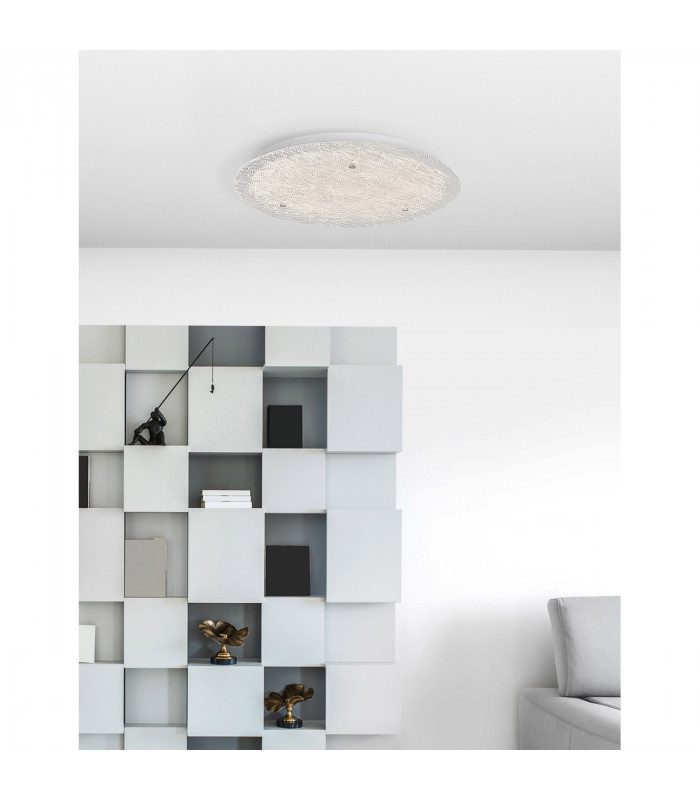 Wing Decorative Flush Ceiling Light White Metal Glass LED 40W 2400Lm 3000K-2