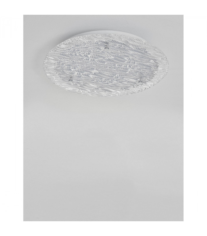 Wing Decorative Flush Ceiling Light White Metal Glass LED 40W 2400Lm 3000K-4