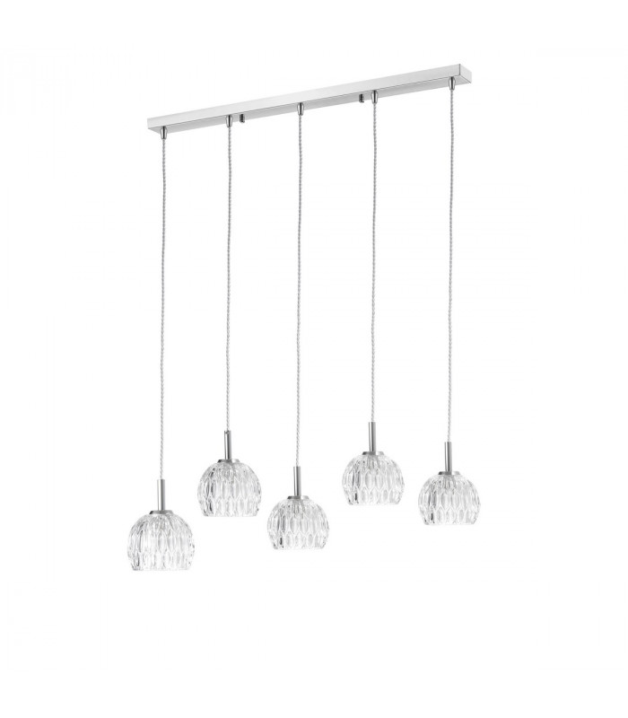 Lara 5 light Bar Pendant Ceiling Light Clear Glass Chrome Base G9-1