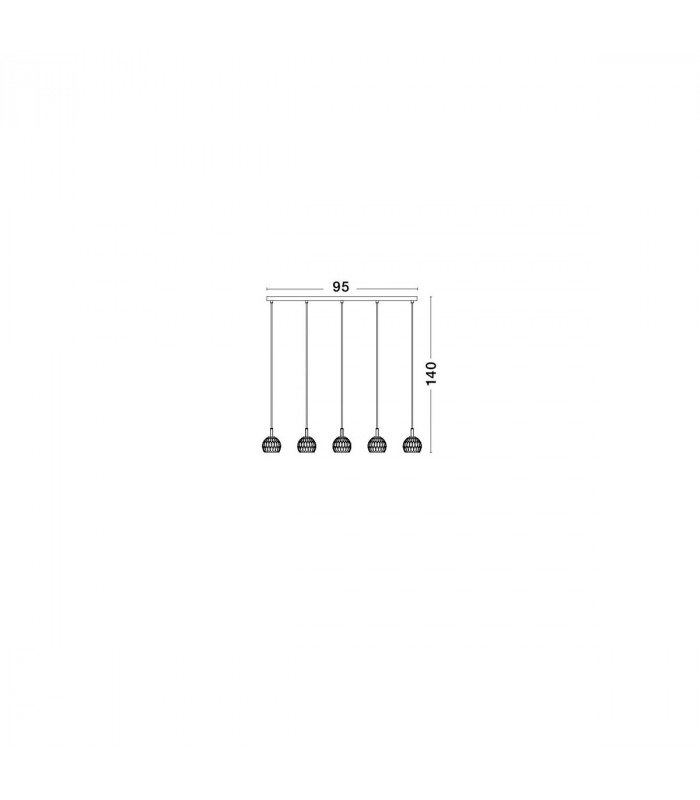 Lara 5 light Bar Pendant Ceiling Light Clear Glass Chrome Base G9-2