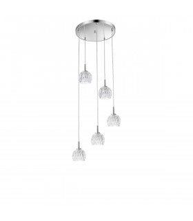 Lara 5 Light Cluster Pendant Ceiling Light Clear Glass Chrome Base G9-1