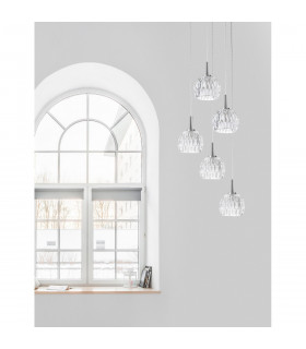 Lara 5 Light Cluster Pendant Ceiling Light Clear Glass Chrome Base G9-2