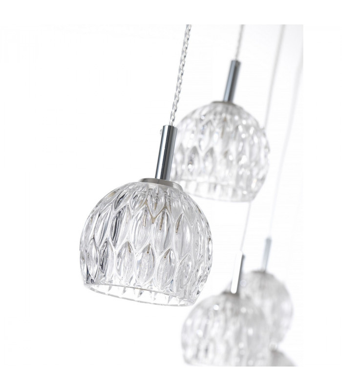 Lara 5 Light Cluster Pendant Ceiling Light Clear Glass Chrome Base G9-3